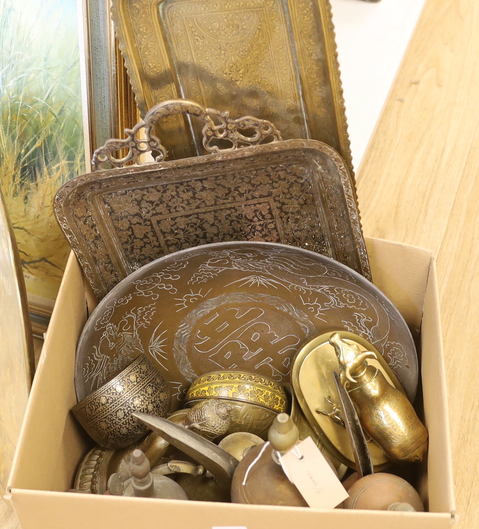 Benares ware, brass and mixed metalware